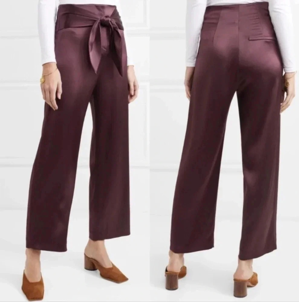 Nanushka Purple Satin Pants Caribe High Waisted  XS
